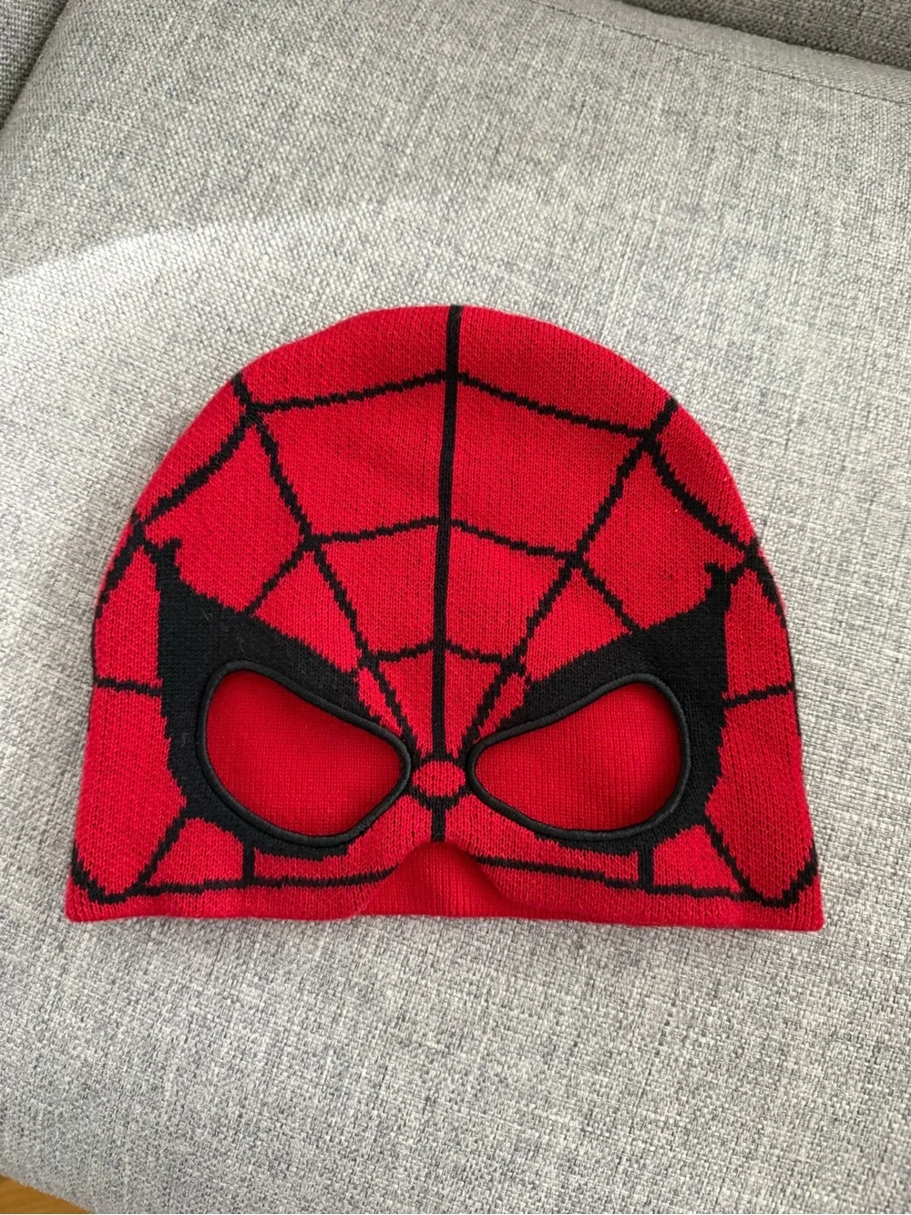 Kids Marvel Red and black Spiderman Mask Beanie - knit Hat